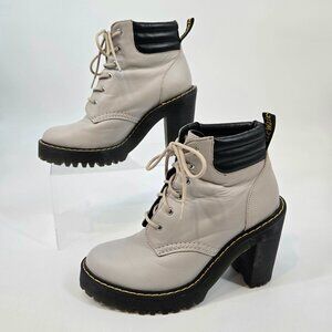 Dr. Martens Taupe Persephone Lace Up Heeled Ankle Boots Women's Size US 7 EU 38